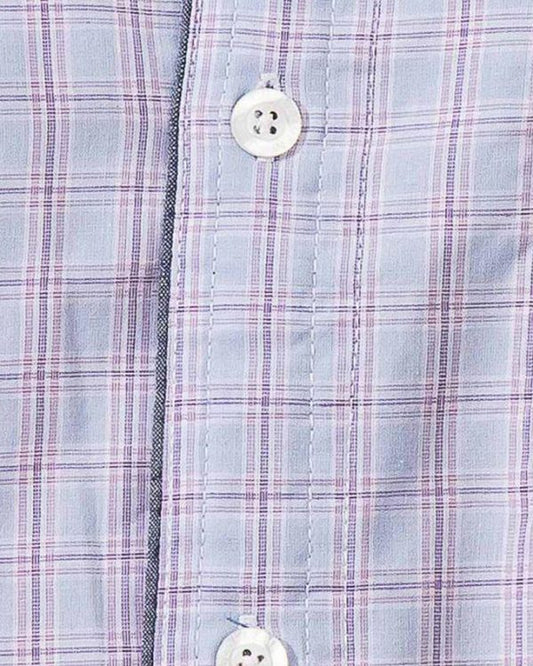 Light Blue Cotton Shirt With Micro Check Design