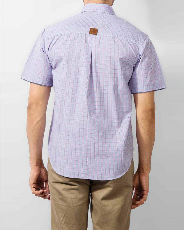 Light Blue Cotton Shirt With Micro Check Design