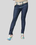 Dopamine Jeans green Skinny are Dark wash jeans with practically no fading