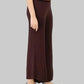 BROWN KNIT PALAZZO WITH MULTI-COLOR STRIPES ON WAISTBAND