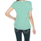 Mint colour V-Neck stripe t-shirt with satin piping