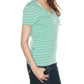 Mint colour V-Neck stripe t-shirt with satin piping