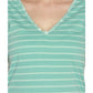 Mint colour V-Neck stripe t-shirt with satin piping