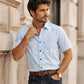 Light Blue Check Pattern Irish Linen Shirt
