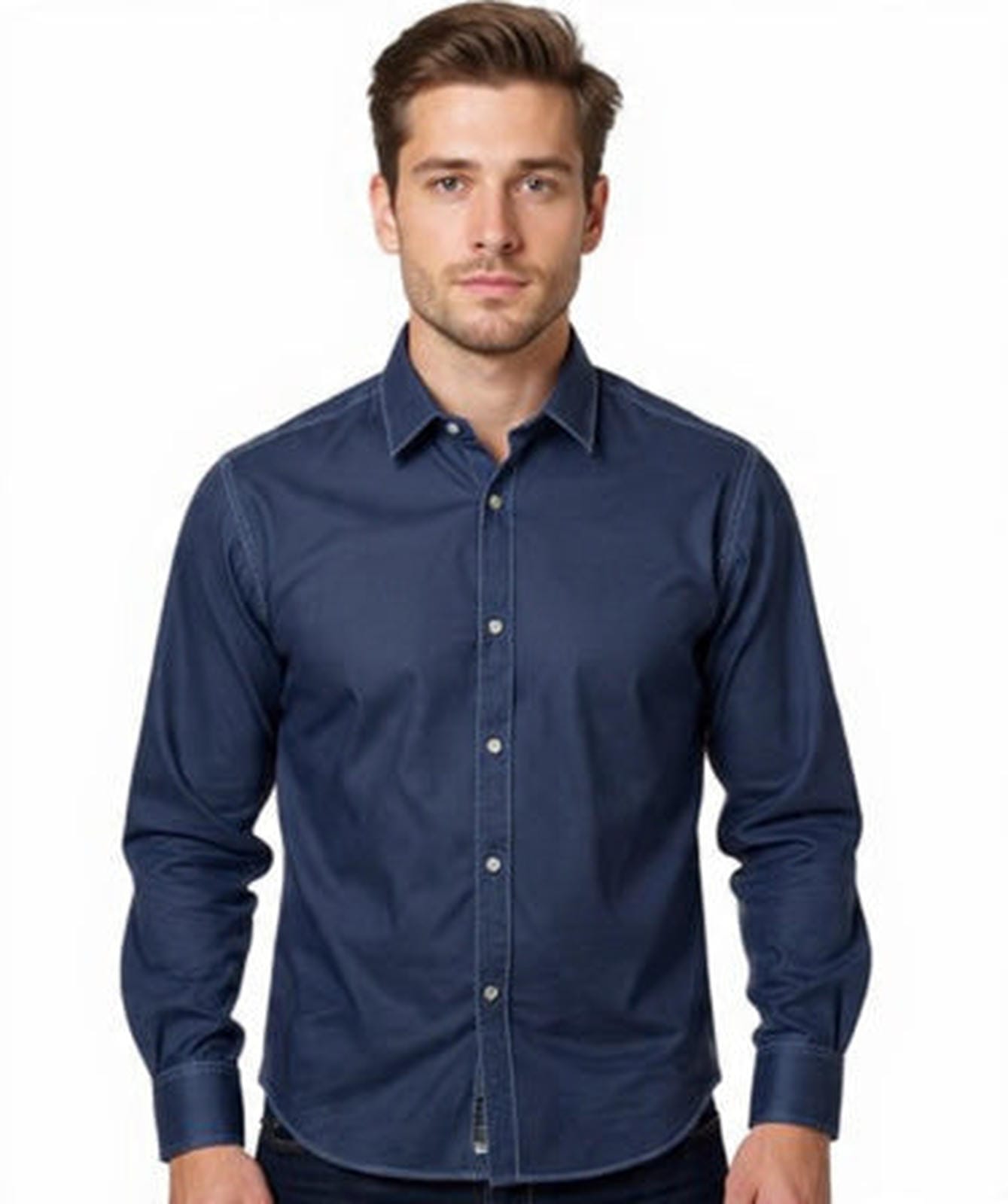 Men's Dark Wash Tencil Denim Shirt
