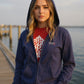 Uni-sex Navy Blue Zipper front Fleece Hoodie With Kangaroo Pocket