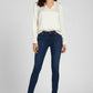Midnight Blue mid rise Skinny Jeans with tonal stitching