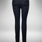 Blue Mid Rise Power Stretch Skinny Jeans with Gold Stitching