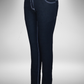 Dark Blue mid rise skinny jeans with white stitching