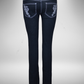 Dark Blue mid rise skinny jeans with white stitching