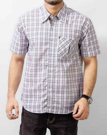 White Cotton Yarn Dyed Plaid Shirt