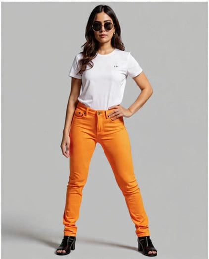 Orange Coloured mid-rise Skinny Jeans