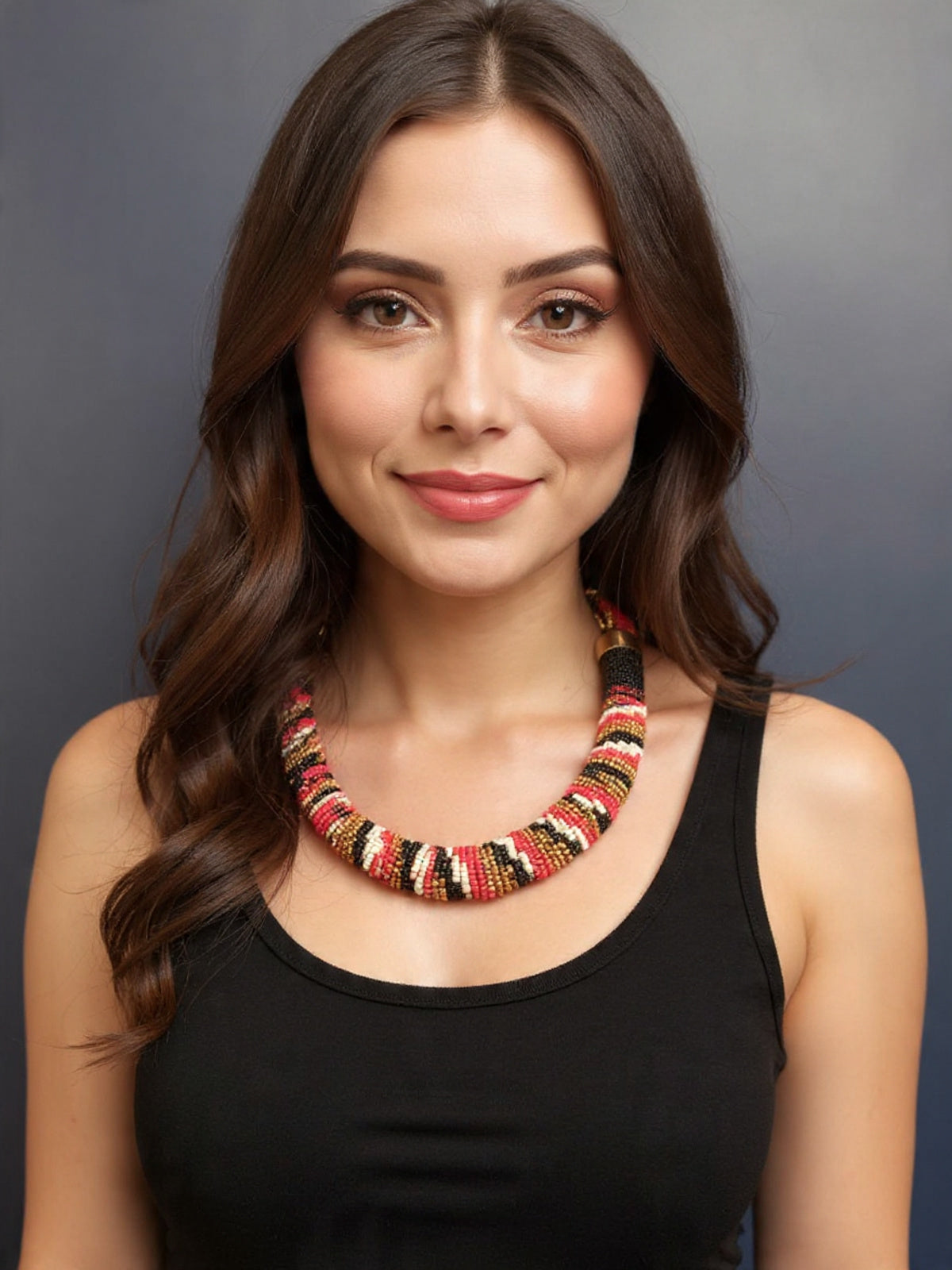 Hand made beaded neck ornament - Red