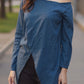 Denim drop tail cross body top