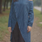 Denim drop tail cross body top