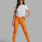 Orange Coloured mid-rise Skinny Jeans