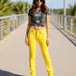 Yellow Coloured mid-rise Skinny Jeans