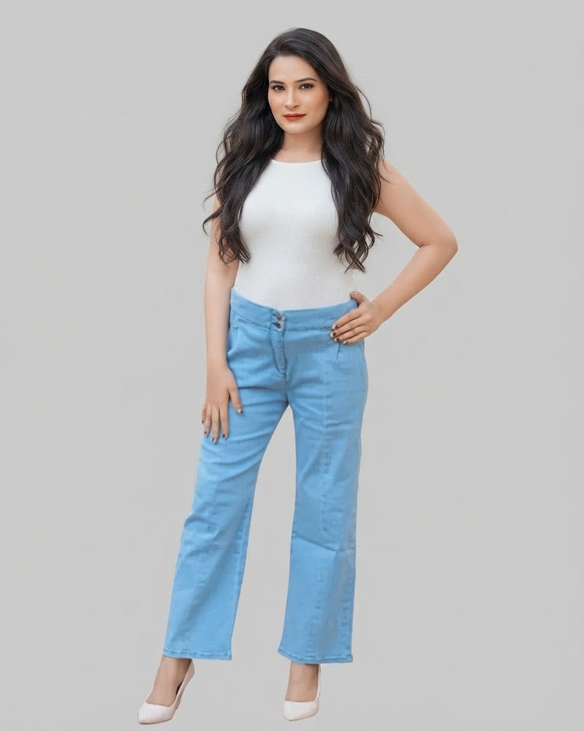 Women’s Culotte Jeans – Wide Leg Denim | Ice Blue & Dark Wash Navy Blue