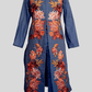 Denim  dress with floral embroidery 