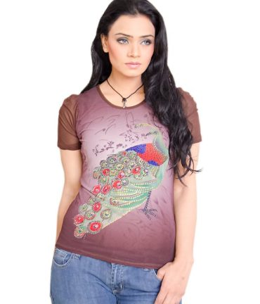 Women’s Peacock Inspired Printed T-Shirt