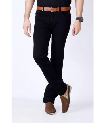 Black Stretch Slim Fit Jeans With Reflective Trims