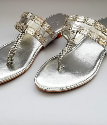 Sliver flat slippers with Crystal embellishment