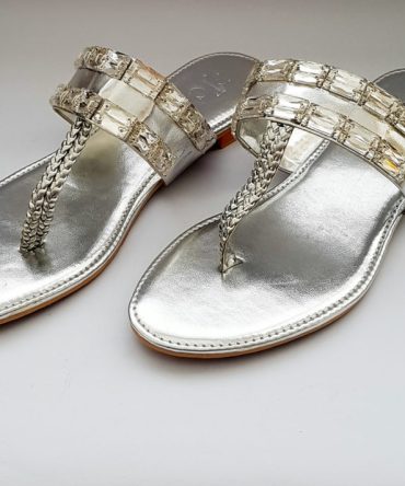 Sliver flat slippers with Crystal embellishment