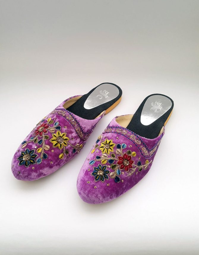 Purple Velvet Mule shoes