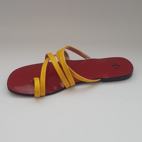 Red & Yellow multi-stripe open toed slippers