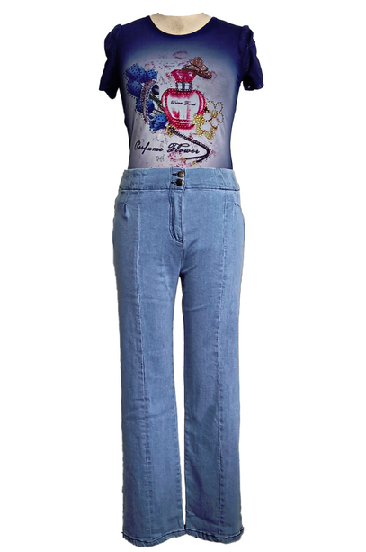 Retro Style Wide Bottom Jeans