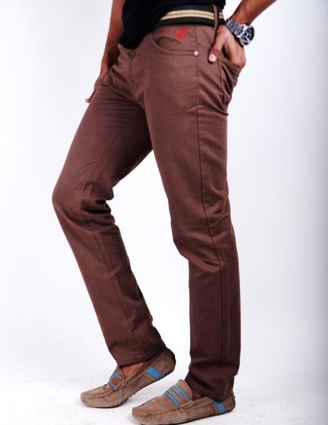 Brown Low Rise Slim Fit Twill Jeans