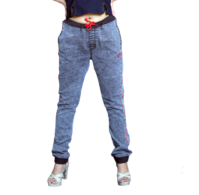 Unisex Blue Knit Denim Track Pants / Joggers