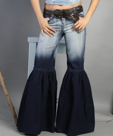 Wide Bottom Ombre Denim Jeans