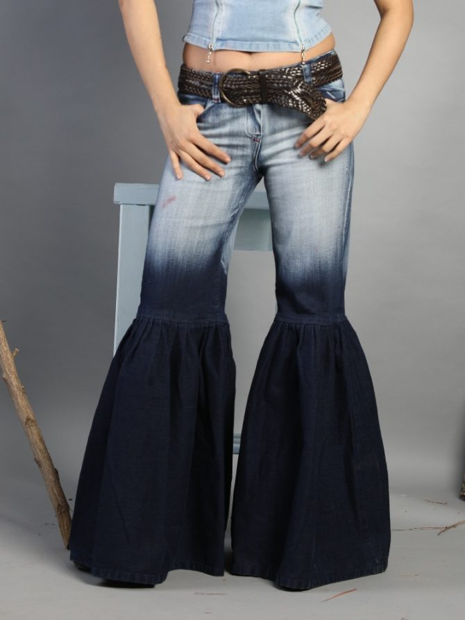 Wide Bottom Ombre Denim Jeans