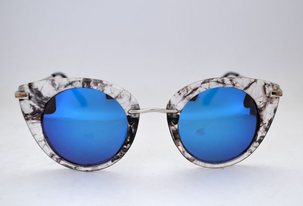 Cat Eyes Sunglasses With Blue Reflective Lens