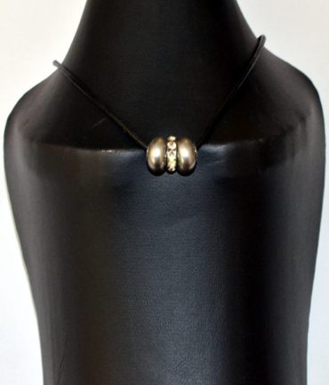 Swarovski Pearl & Crystal Rondell In Black Leather String