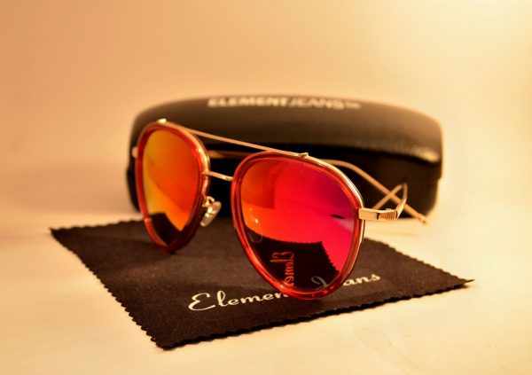 Unisex Aviator Sunglasses With Polarized Red Mirored Lens