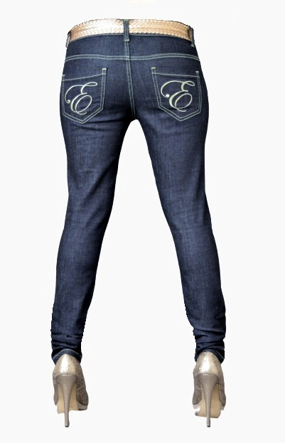 Dark Blue low rise Skinny Jeans with Gold stitching