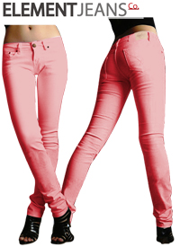 Coral pink Coloured mid-rise Skinny Jeans