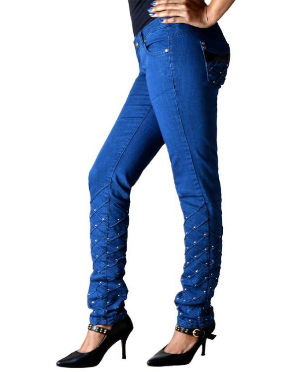 Mid Blue Skinny Jeans with Pin tucks Limited Edition