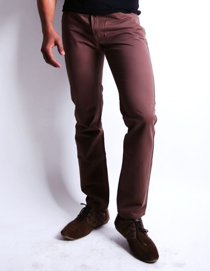 Brown Low Rise Slim Fit Twill Jeans