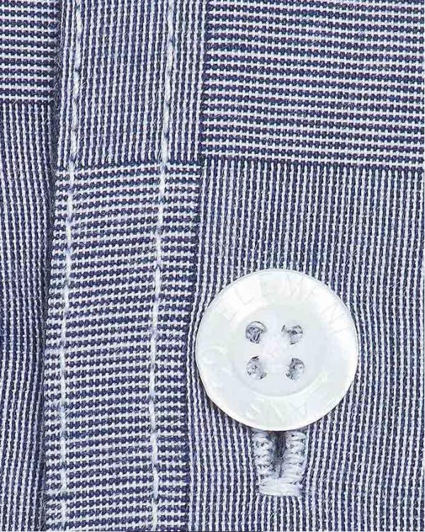 Grey 100% Cotton Band Collar Long Sleeve Schedule Shirt