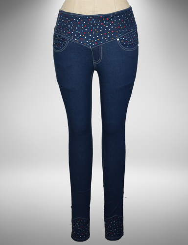 Tummy Tuck skinny jeans embellished with Swarovski crystals