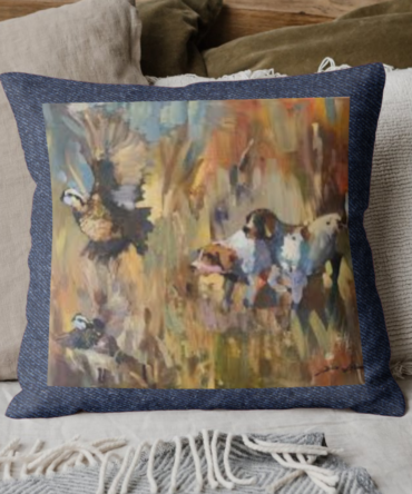 Quail Hunting inspired Denim Cushion Cover