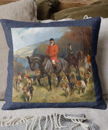 Fox Hunting inspired Denim Cushion Cover