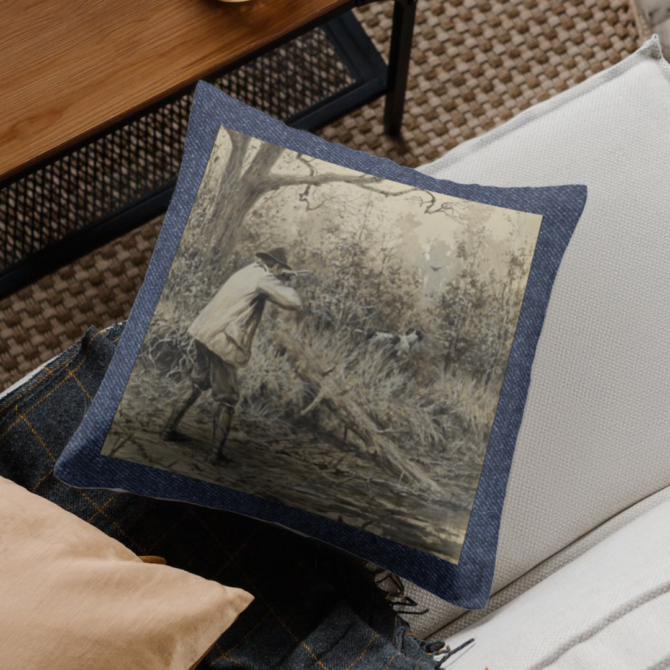 Hunting inspired Denim Cushion Cover